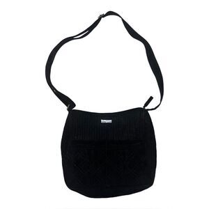 Vera Bradley Classic Black Microfiber Mom's Day Out Diaper Bag Purse EUC